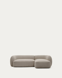 Divano modulare a 3 posti Martina in ciniglia e chaise longue<tc>elo</tc>lingua giusta in tonalità pietra 287 cm