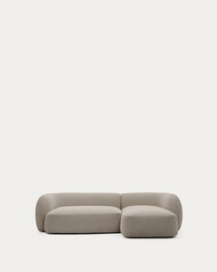 Divano modulare a 3 posti Martina in ciniglia e chaise longue<tc>elo</tc>lingua giusta in tonalità pietra 287 cm