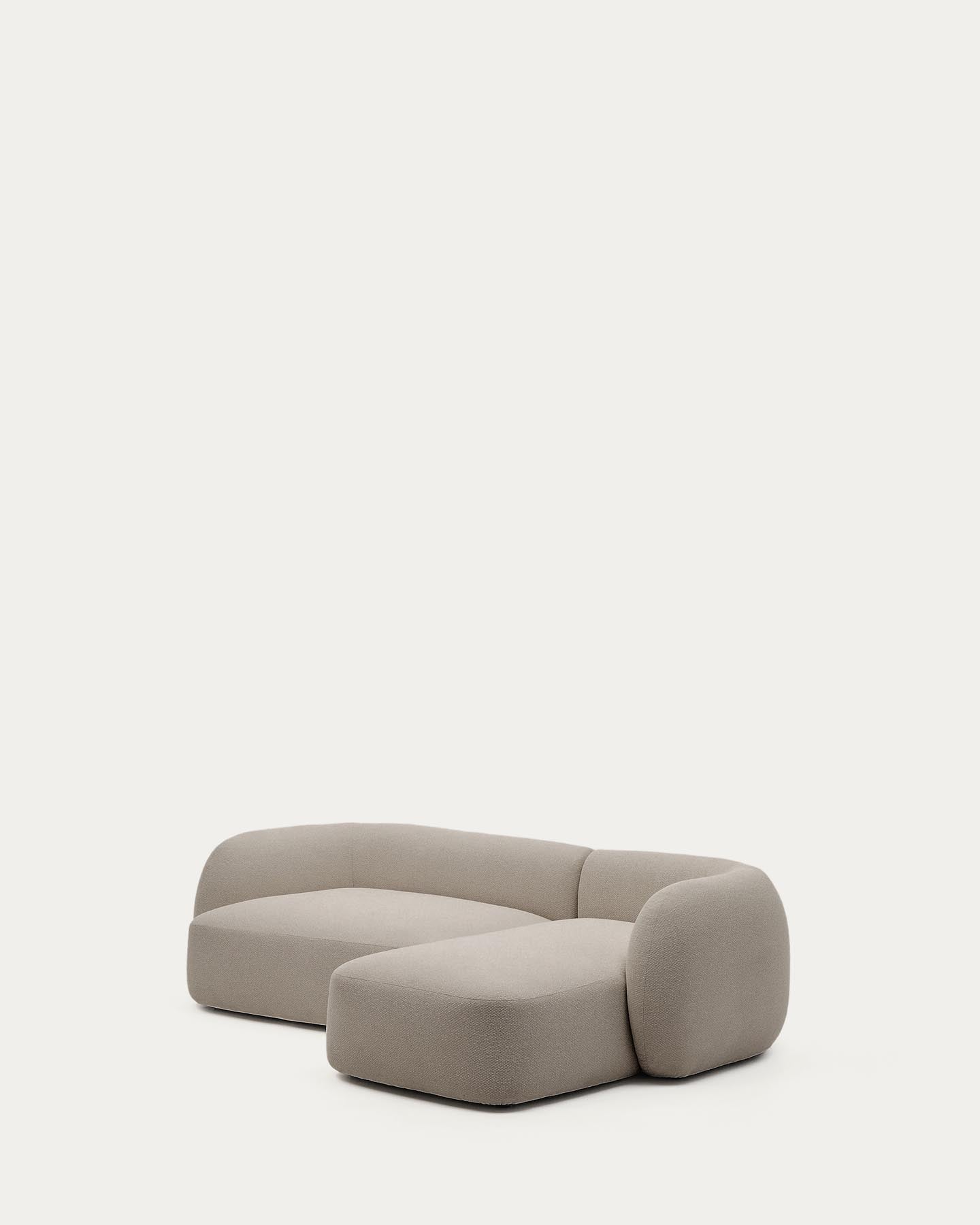 Schwer entflammbares 3-Sitzer-Modularsofa Martina mit Chenille und Chaiselongue rechts in Steinton 287 cm in Steinfarben präsentiert im Onlineshop von KAQTU Design AG. L-Sofa rechts ist von Kave Home