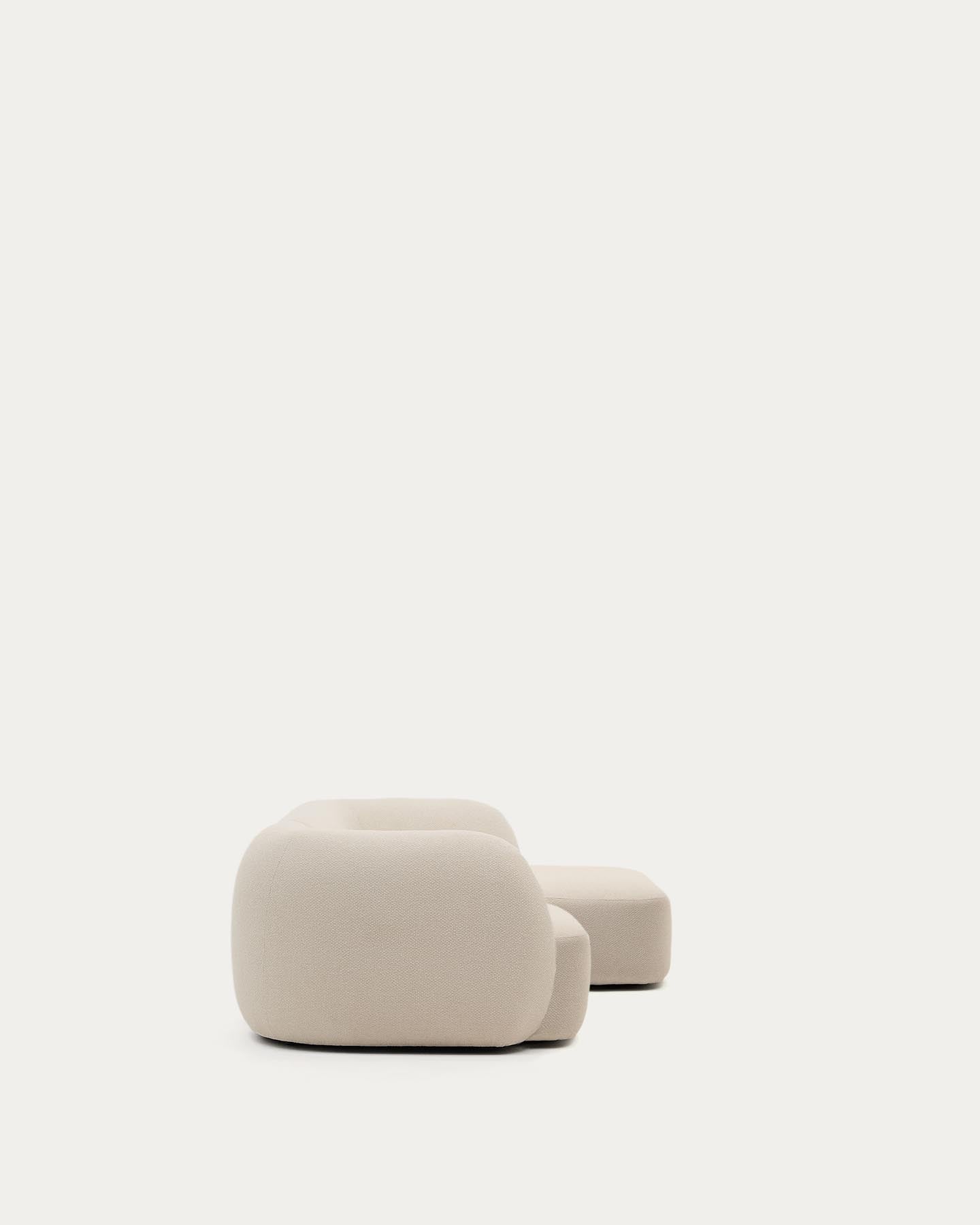 Schwer entflammbares 3-Sitzer-Modularsofa Martina mit Chenille und Chaiselongue rechts in Ecru 287 cm in Ecru präsentiert im Onlineshop von KAQTU Design AG. L-Sofa rechts ist von Kave Home