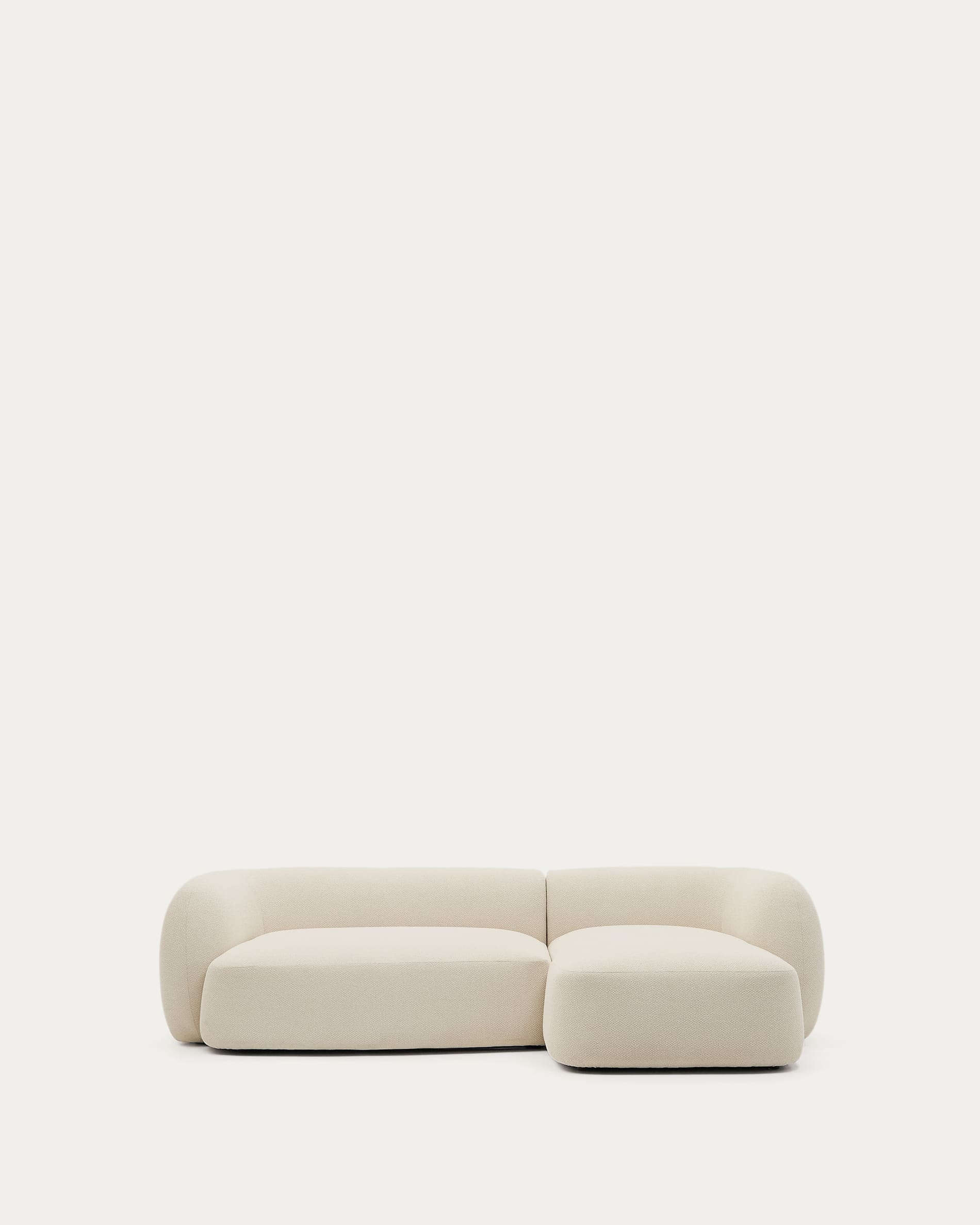 3-Sitzer-Modularsofa Martina mit Chenille und Chaiselongue rechts in Ecru 287 cm