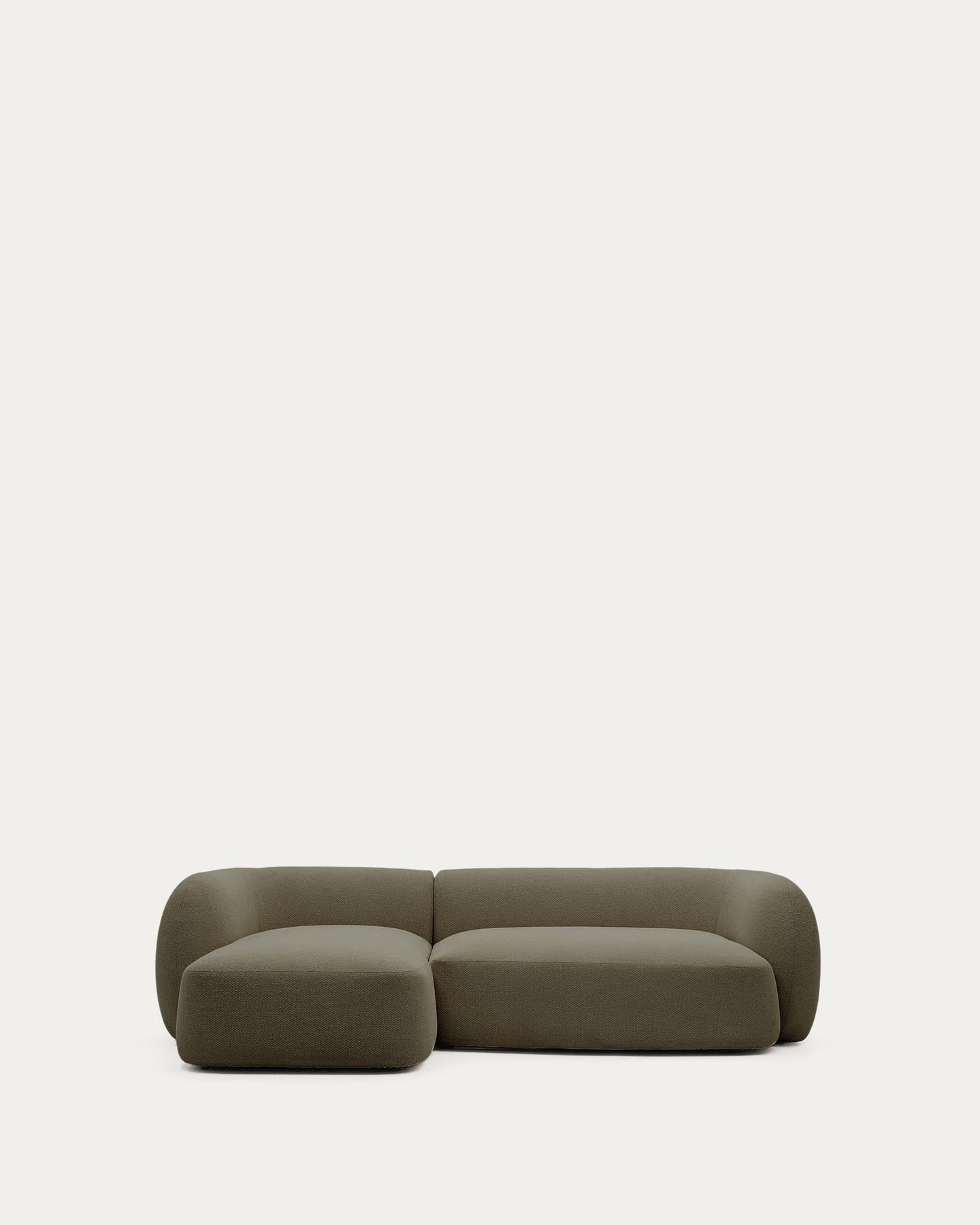 Schwer entflammbares 3-Sitzer-Modularsofa Martina mit grüner Chenille und Chaiselongue links 287 cm in Grün präsentiert im Onlineshop von KAQTU Design AG. L-Sofa links ist von Kave Home