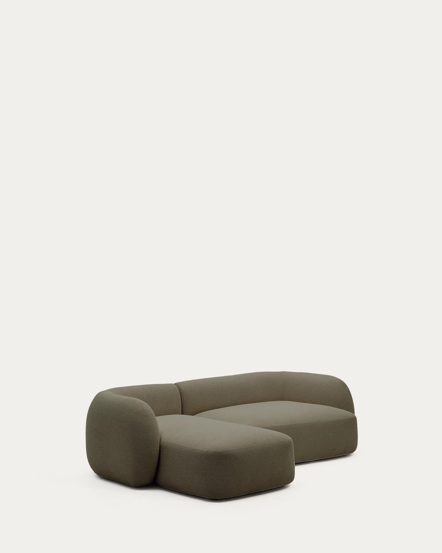 Schwer entflammbares 3-Sitzer-Modularsofa Martina mit grüner Chenille und Chaiselongue links 287 cm in Grün präsentiert im Onlineshop von KAQTU Design AG. L-Sofa links ist von Kave Home