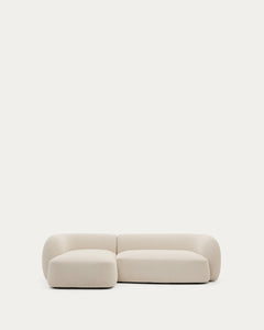 Flame-retardant 3-seater modular sofa Martina with chenille and chaise longue on the left in E