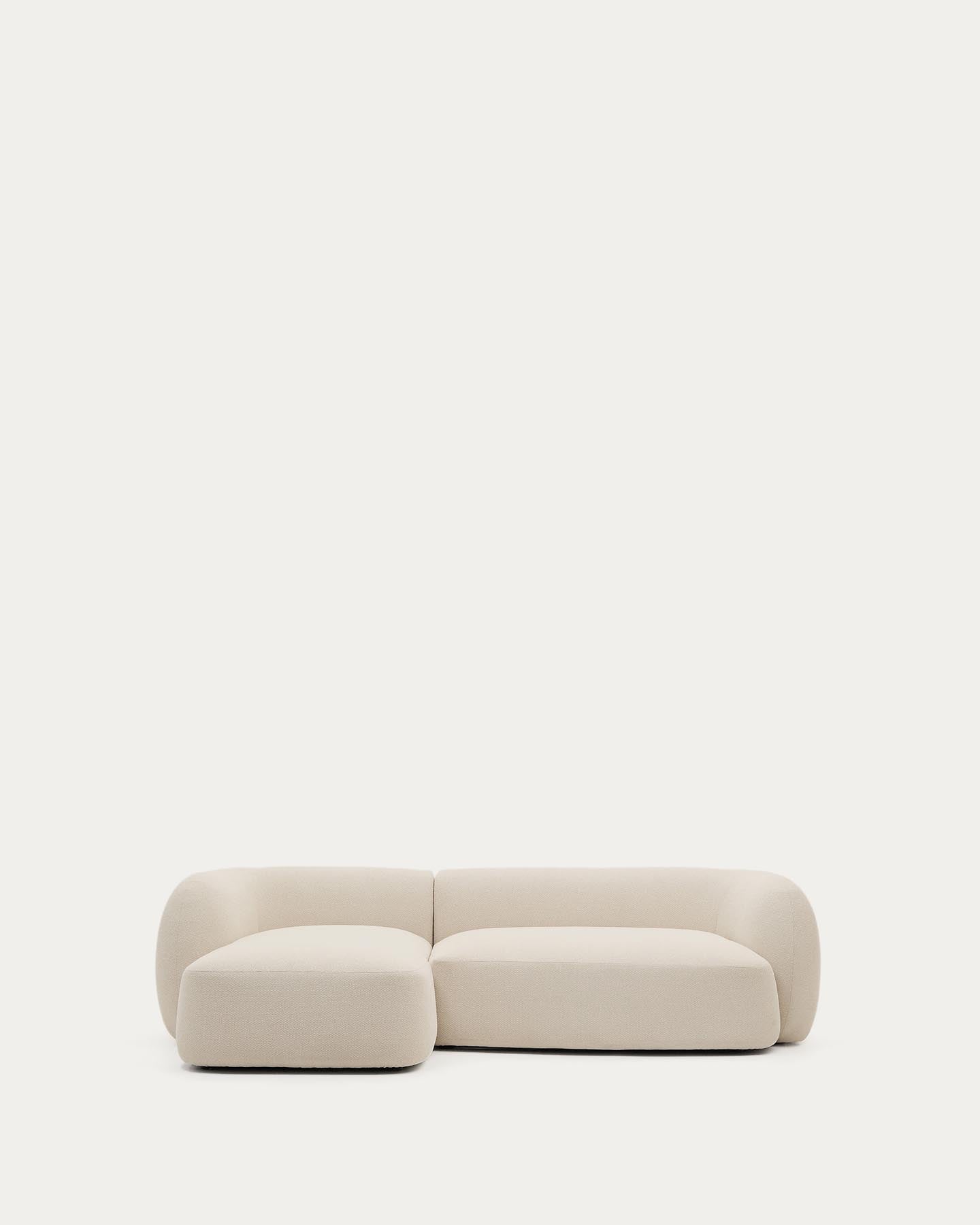 Schwer entflammbares 3-Sitzer-Modularsofa Martina mit Chenille und Chaiselongue links in Ecru 287 cm in Ecru präsentiert im Onlineshop von KAQTU Design AG. L-Sofa links ist von Kave Home