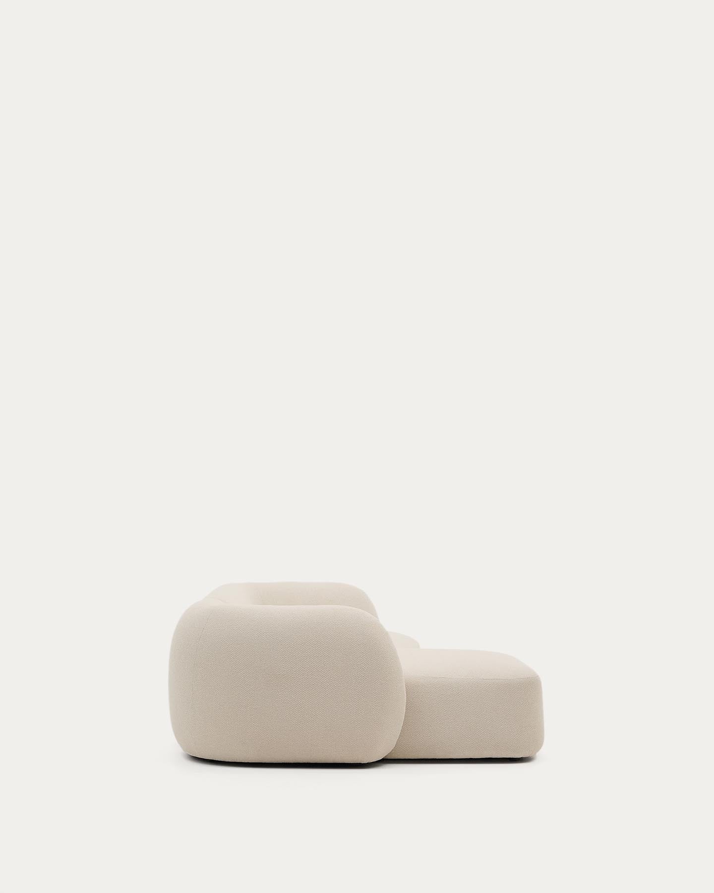 Schwer entflammbares 3-Sitzer-Modularsofa Martina mit Chenille und Chaiselongue links in Ecru 287 cm in Ecru präsentiert im Onlineshop von KAQTU Design AG. L-Sofa links ist von Kave Home
