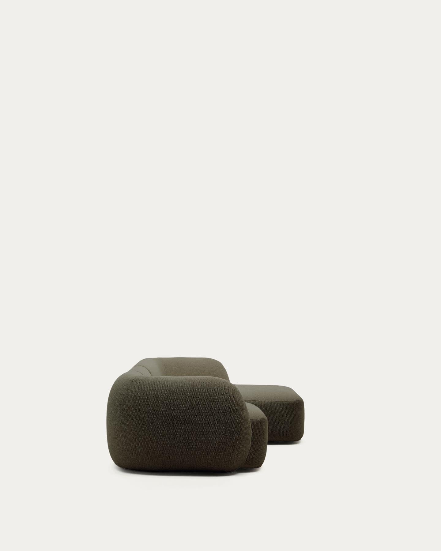 Schwer entflammbares 4-Sitzer-Modularsofa Martina mit Chenille und Chaiselongue rechts in Grün 377 cm in Grün präsentiert im Onlineshop von KAQTU Design AG. L-Sofa rechts ist von Kave Home