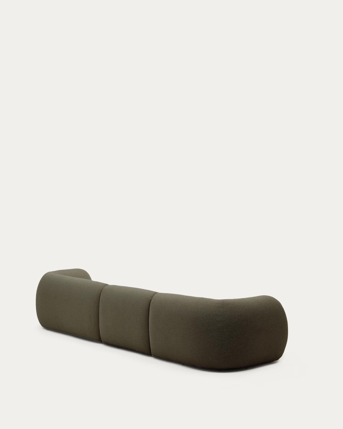 Schwer entflammbares 4-Sitzer-Modularsofa Martina mit Chenille und Chaiselongue rechts in Grün 377 cm in Grün präsentiert im Onlineshop von KAQTU Design AG. L-Sofa rechts ist von Kave Home