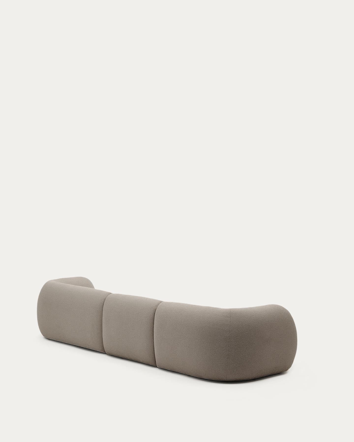 Schwer entflammbares 4-Sitzer-Modularsofa Martina mit Chenille und Chaiselongue rechts in Steinton 377 cm in Steinfarben präsentiert im Onlineshop von KAQTU Design AG. L-Sofa rechts ist von Kave Home