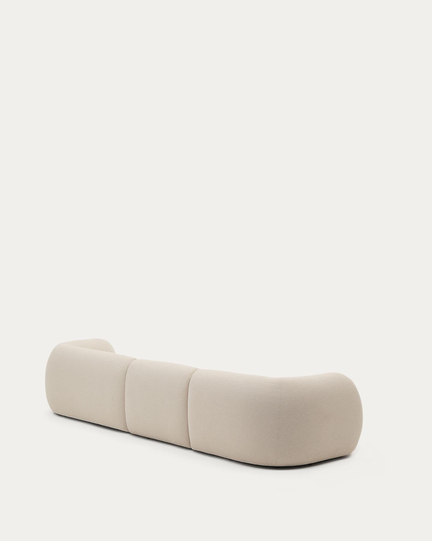 Schwer entflammbares 4-Sitzer-Modularsofa Martina mit Chenille und Chaiselongue rechts in Ecru 377 cm in Ecru präsentiert im Onlineshop von KAQTU Design AG. L-Sofa rechts ist von Kave Home