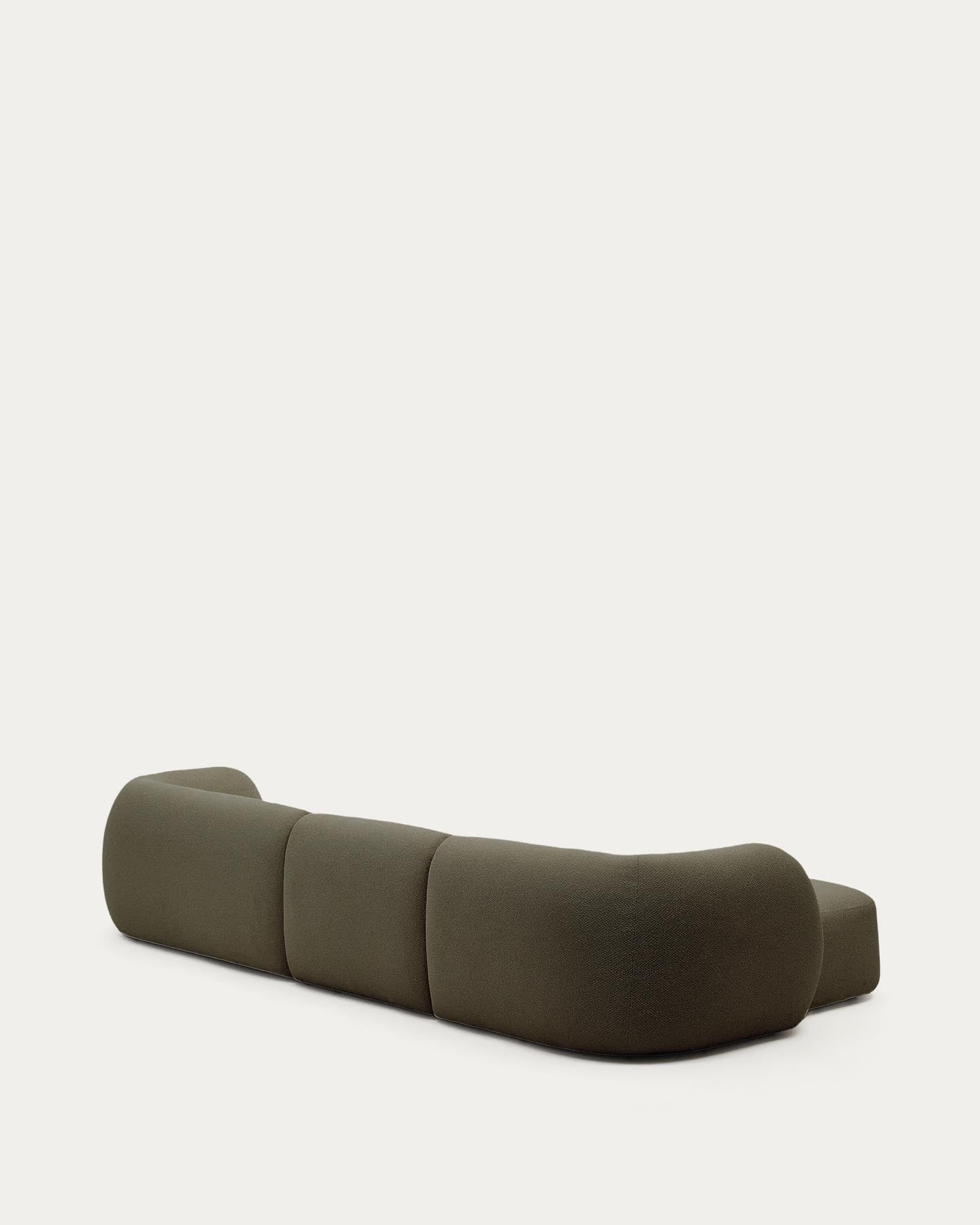 Schwer entflammbares 4-Sitzer-Modularsofa Martina mit Chenille und Chaiselongue links in Grün 377 cm in Grün präsentiert im Onlineshop von KAQTU Design AG. L-Sofa links ist von Kave Home