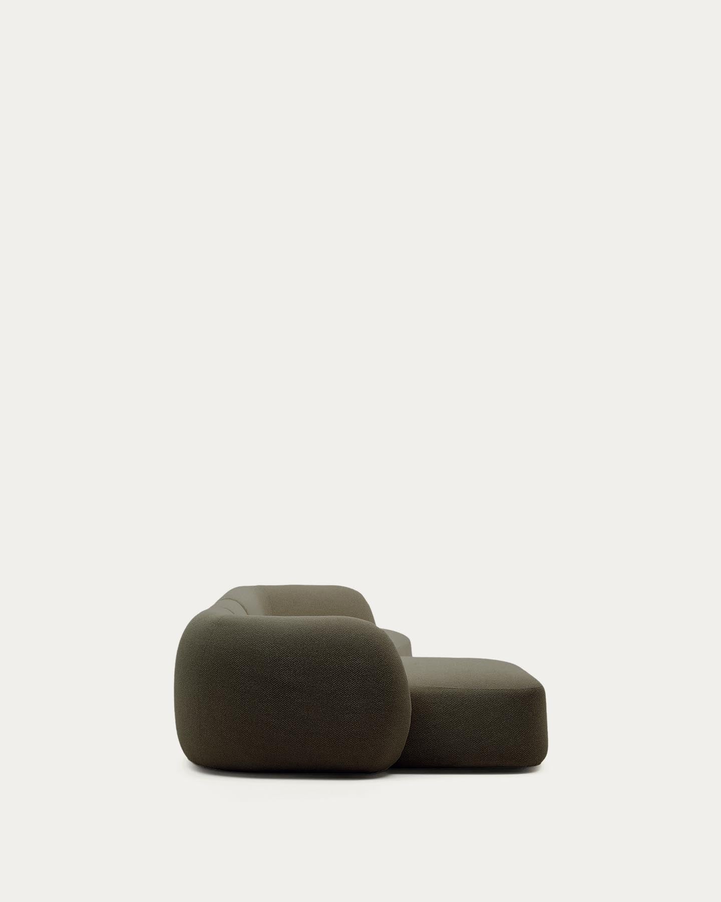 4-Sitzer-Modularsofa Martina mit Chenille und Chaiselongue links in Grün 377 cm in Grün präsentiert im Onlineshop von KAQTU Design AG. L-Sofa rechts ist von Kave Home