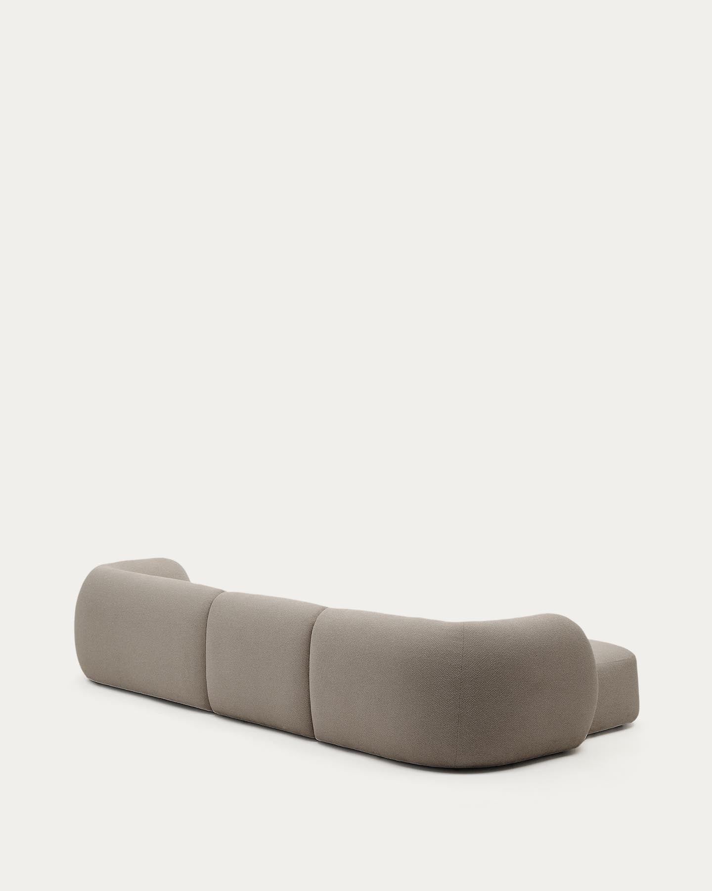 Schwer entflammbares 4-Sitzer-Modularsofa Martina mit Chenille und Chaiselongue links in Steinton 377 cm in Steinfarben präsentiert im Onlineshop von KAQTU Design AG. L-Sofa links ist von Kave Home