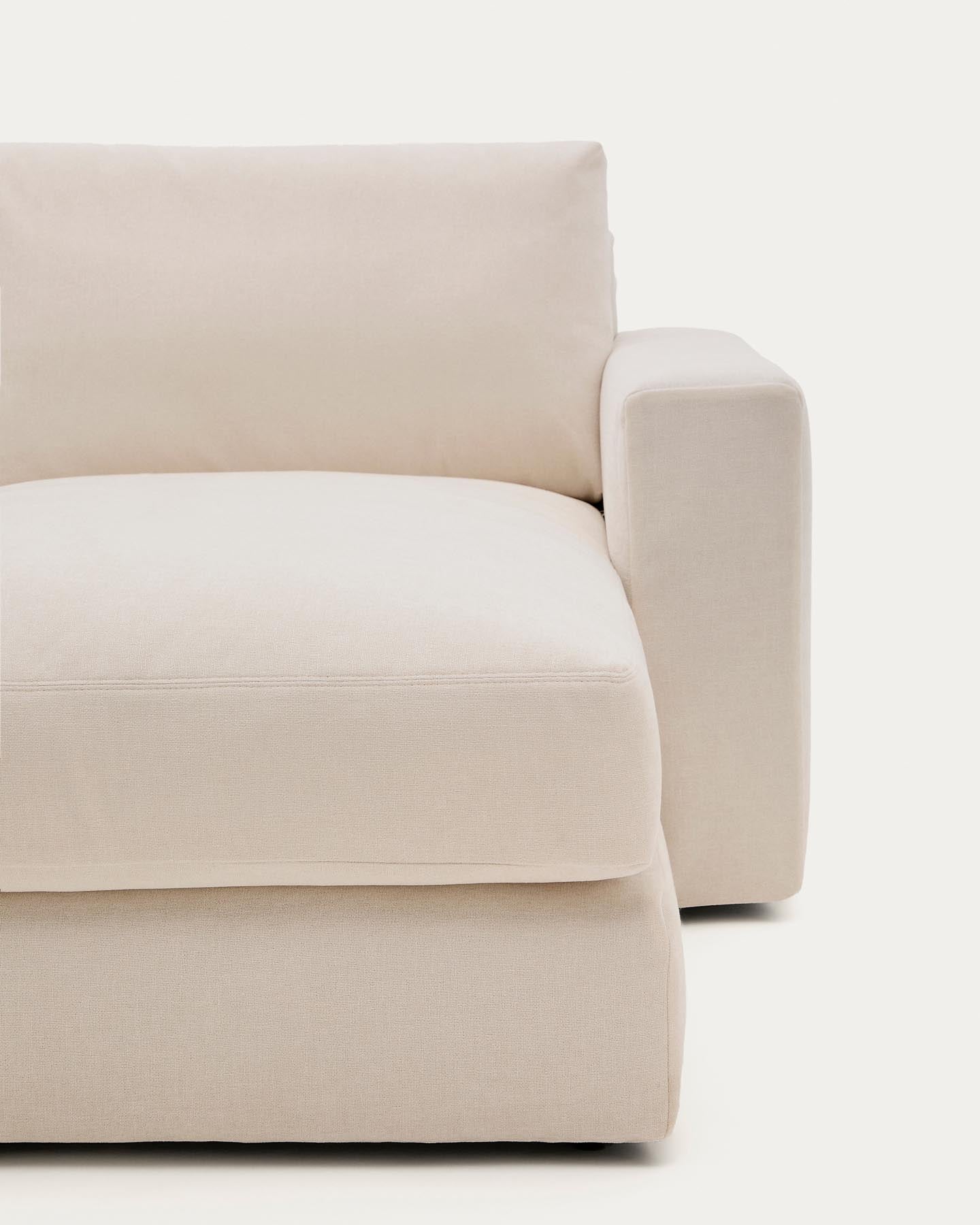 Modulares Sofa Alea für 3 Personen mit abnehmbarem Bezug aus Chenille mit Chaiselongue rechts in Beige, 220 cm in Beige präsentiert im Onlineshop von KAQTU Design AG. 3er Sofa ist von Kave Home