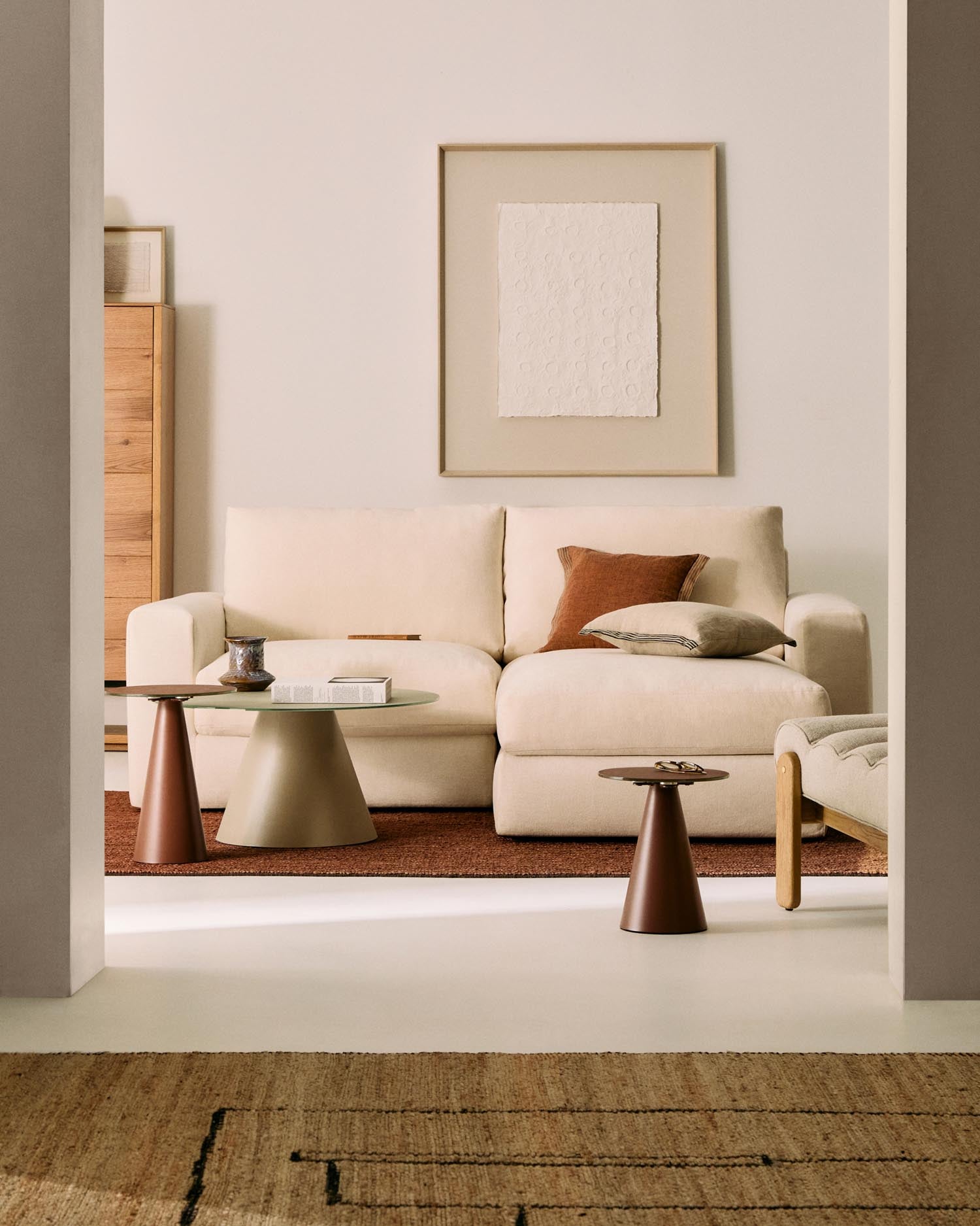 Modulares Sofa Alea für 3 Personen mit abnehmbarem Bezug aus Chenille mit Chaiselongue rec