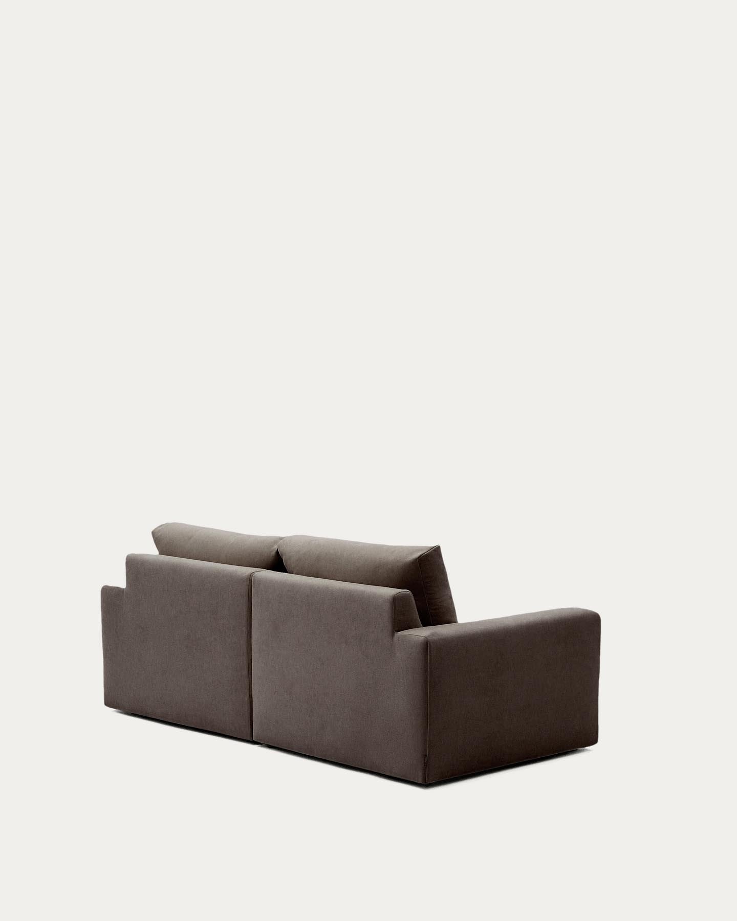 Modulares Sofa Alea für 3 Personen mit abnehmbarem Bezug aus Chenille mit Chaiselongue links in Dunkelbraun, 220 cm in Dunkelbraun präsentiert im Onlineshop von KAQTU Design AG. 3er Sofa ist von Kave Home