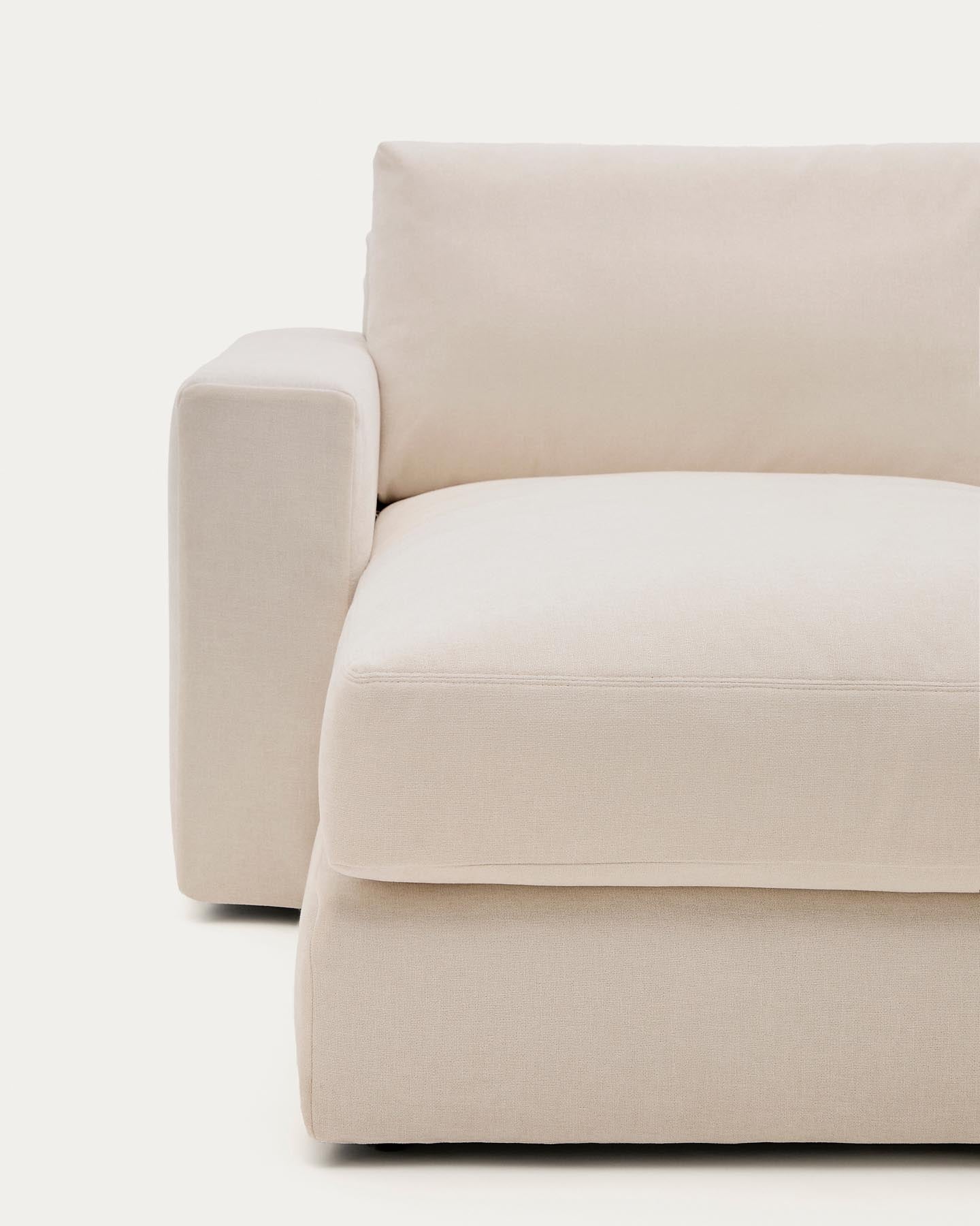 Modulares Sofa Alea für 3 Personen mit abnehmbarem Bezug aus Chenille mit Chaiselongue links in Beige, 220 cm in Beige präsentiert im Onlineshop von KAQTU Design AG. 3er Sofa ist von Kave Home