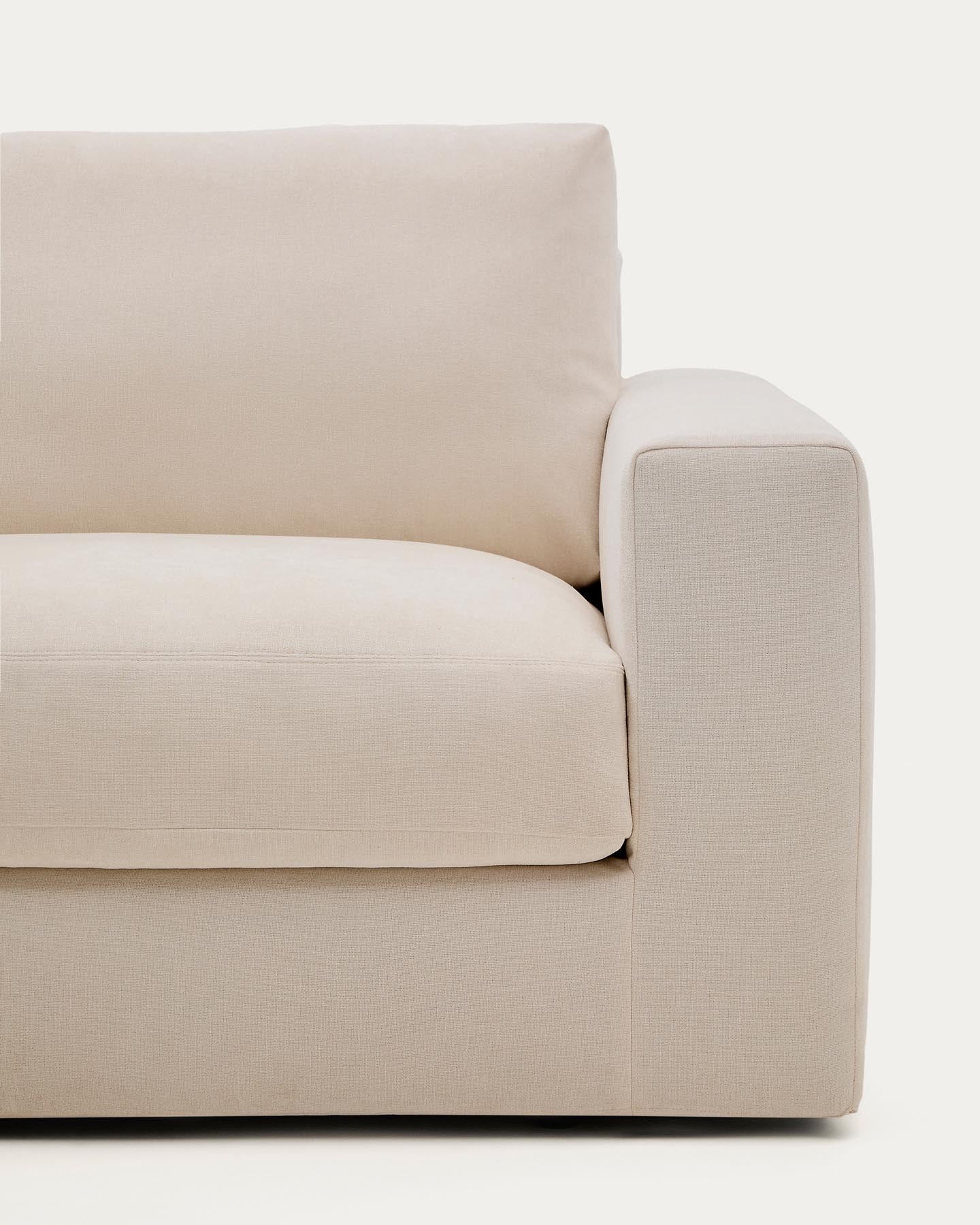 Modulares Sofa Alea für 3 Personen mit abnehmbarem Bezug aus Chenille mit Chaiselongue links in Beige, 220 cm in Beige präsentiert im Onlineshop von KAQTU Design AG. 3er Sofa ist von Kave Home