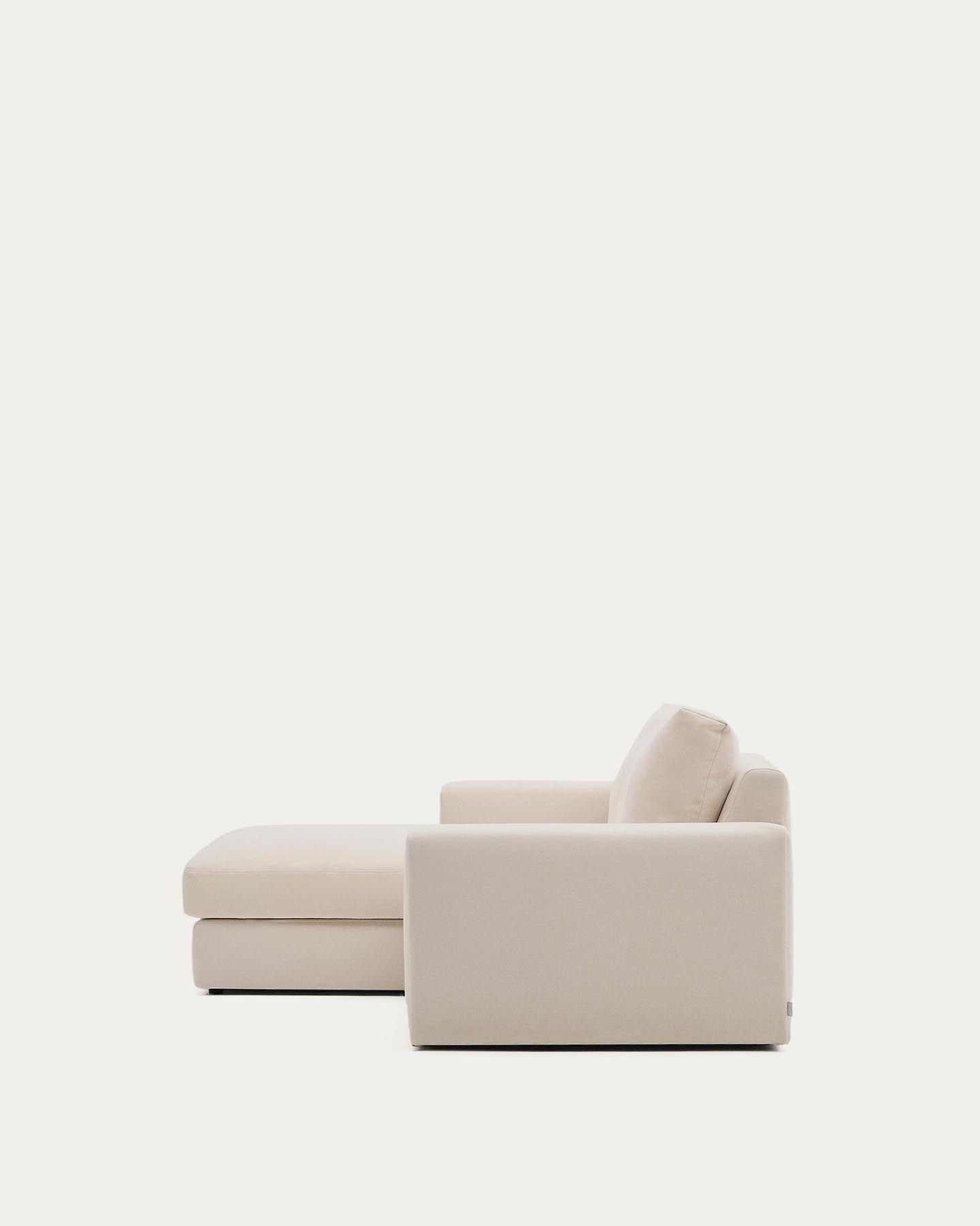 Modulares Sofa Alea für 3 Personen mit abnehmbarem Bezug aus Chenille mit Chaiselongue links in Beige, 220 cm in Beige präsentiert im Onlineshop von KAQTU Design AG. 3er Sofa ist von Kave Home