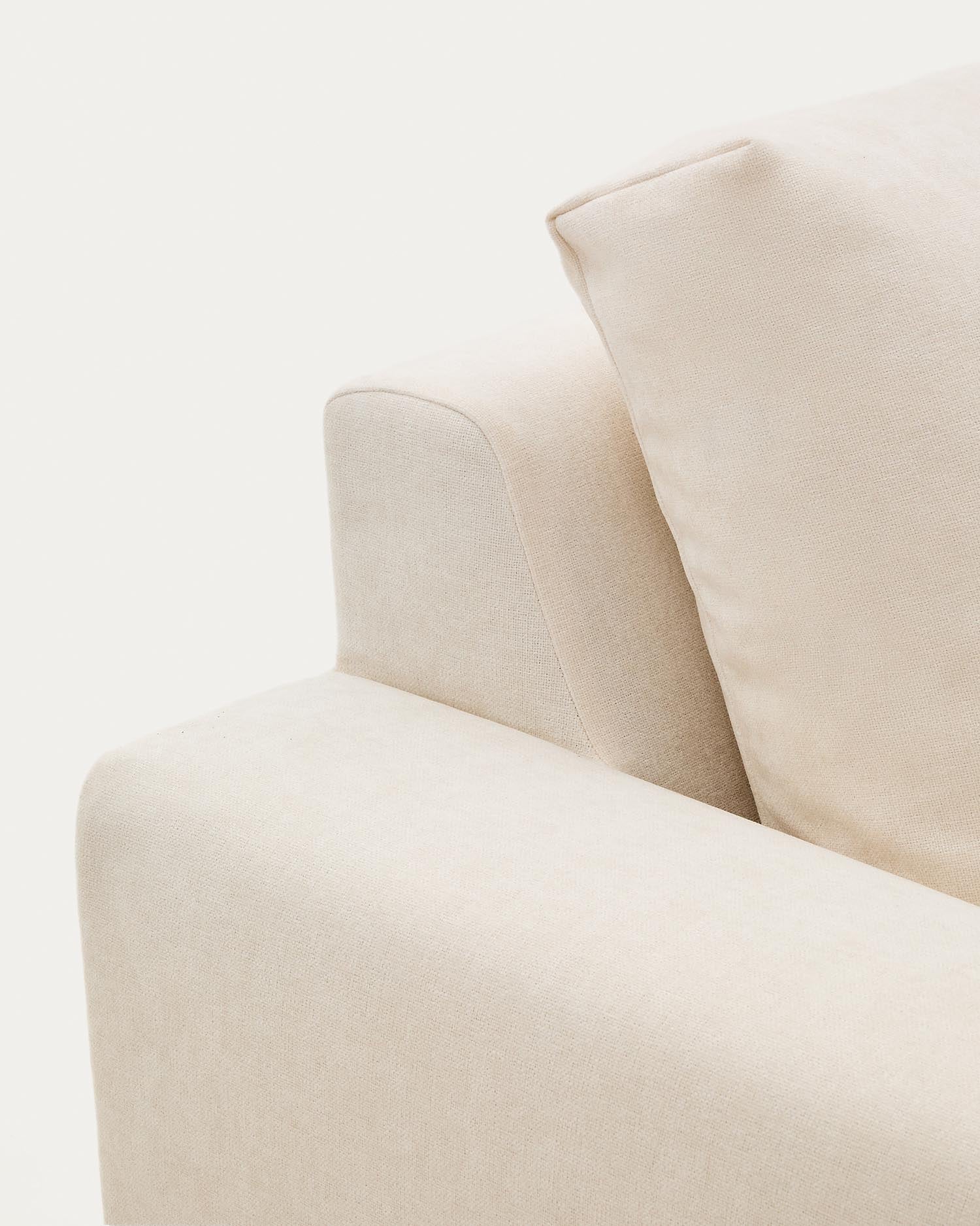 Modulares Sofa Alea für 4 Personen mit abnehmbarem Bezug aus Chenille mit Chaiselongue rechts in Ecru, 310 cm in Ecru präsentiert im Onlineshop von KAQTU Design AG. 4er Sofa ist von Kave Home