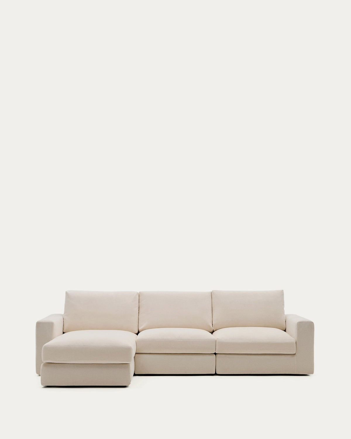 Modulares Sofa Alea für 4 Personen mit abnehmbarem Bezug aus Chenille mit Chaiselongue links in Beige, 310 cm in Beige präsentiert im Onlineshop von KAQTU Design AG. 3er Sofa ist von Kave Home