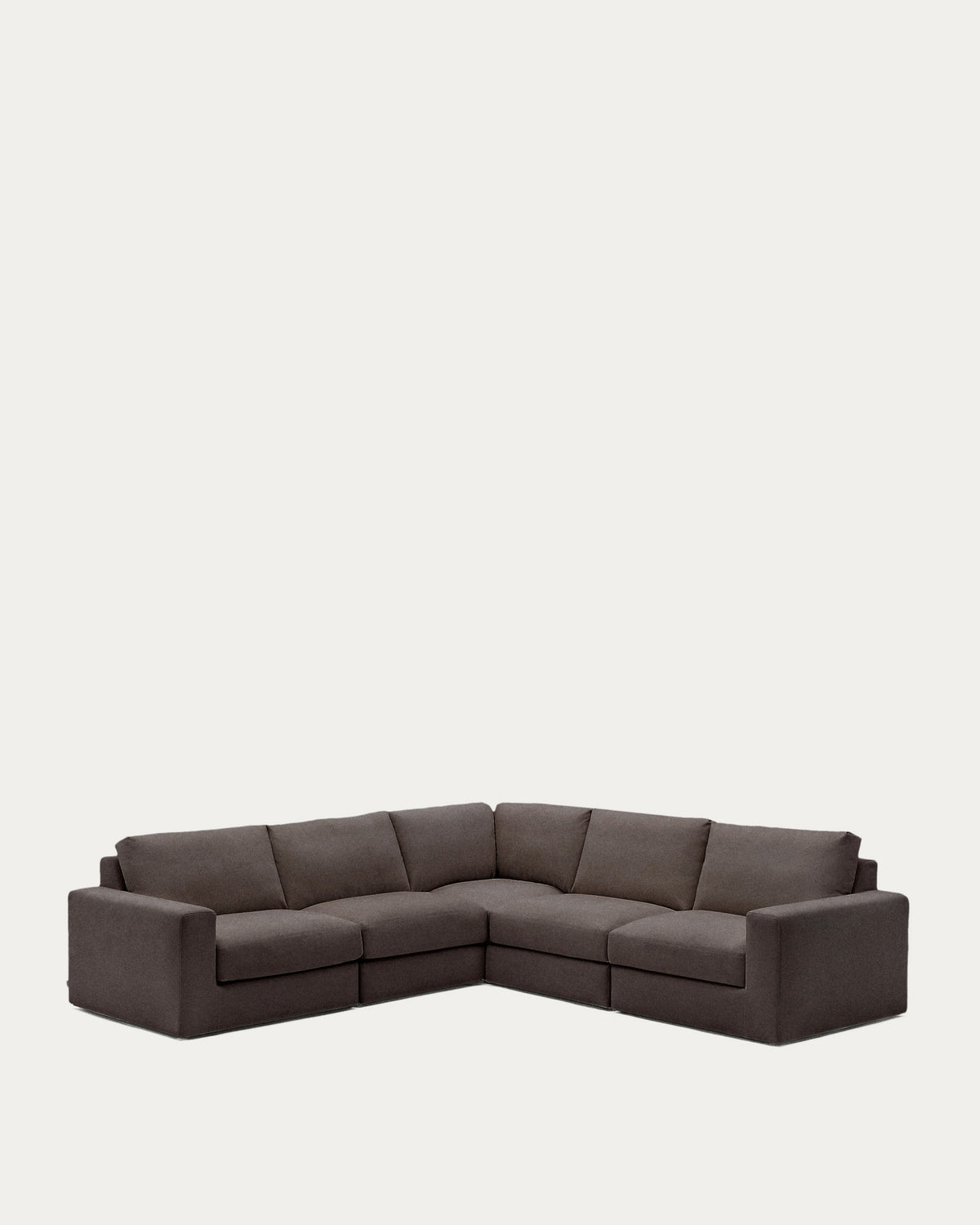 Modulares 5-Sitzer-Ecksofa Alea mit Bezug aus Chenille in Dunkelbraun, 310 x 310 cm in Dunkelbraun präsentiert im Onlineshop von KAQTU Design AG. 3er Sofa ist von Kave Home