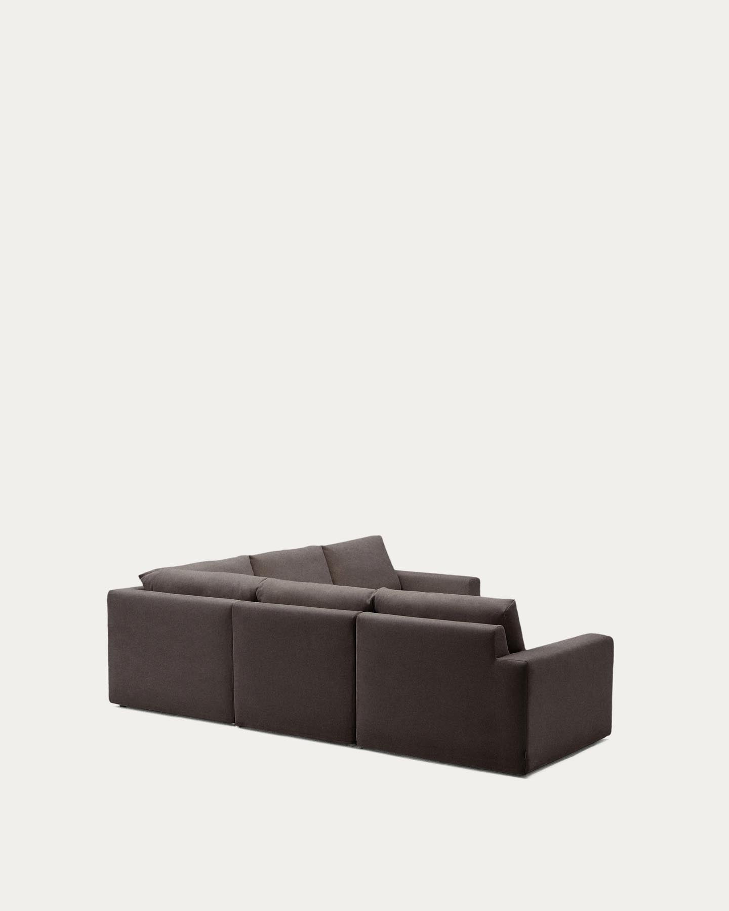 Modulares 5-Sitzer-Ecksofa Alea mit Bezug aus Chenille in Dunkelbraun, 310 x 310 cm in Dunkelbraun präsentiert im Onlineshop von KAQTU Design AG. 3er Sofa ist von Kave Home