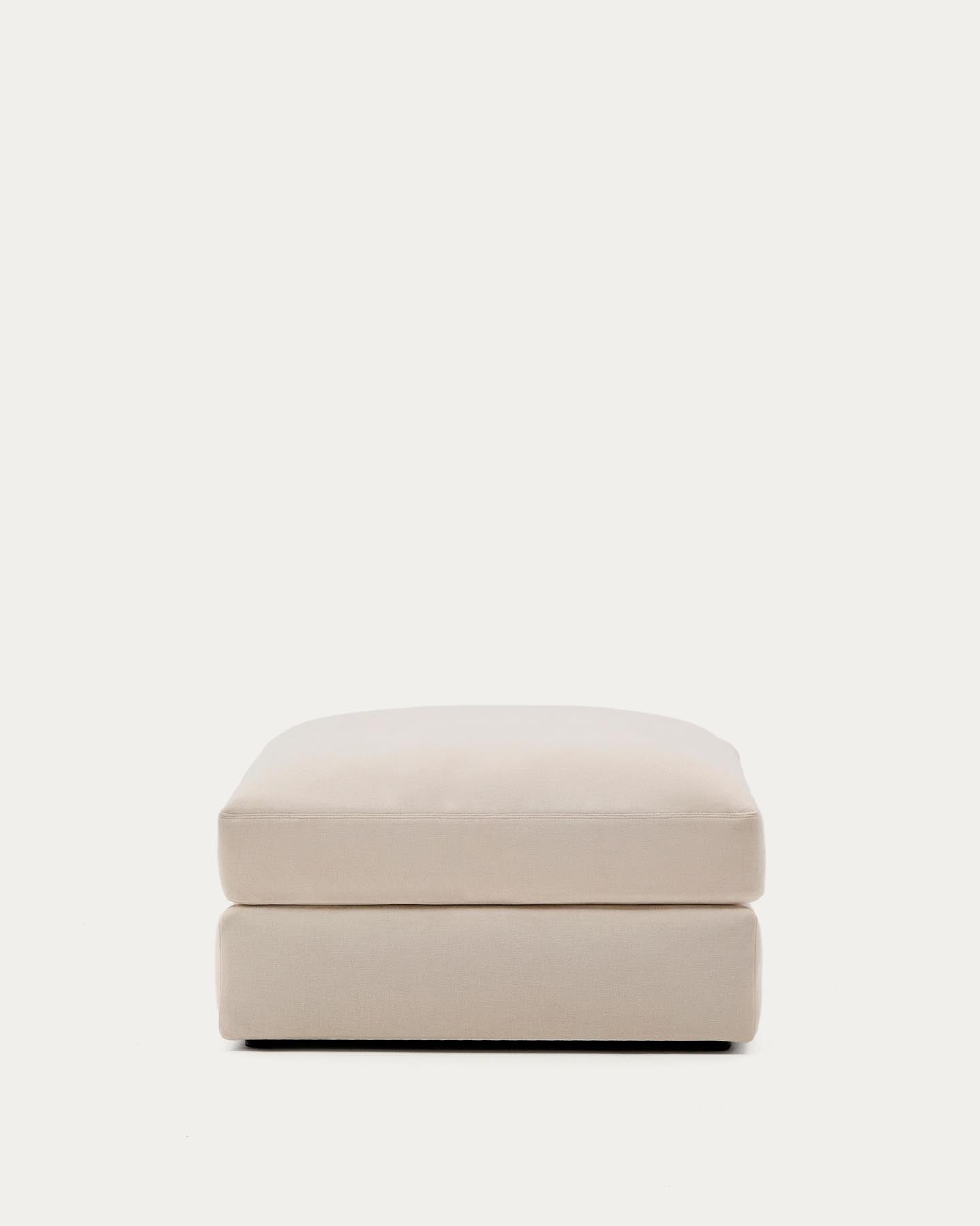 Fussablage Alea mit abnehmbarem Bezug aus Chenille in Beige, 90 x 90 cm in Beige präsentiert im Onlineshop von KAQTU Design AG. Pouf ist von Kave Home