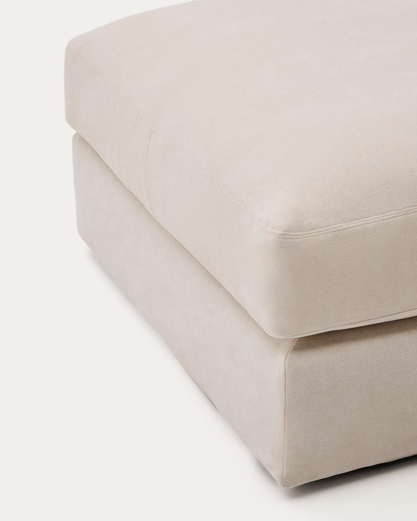 Fussablage Alea mit abnehmbarem Bezug aus Chenille in Beige, 90 x 90 cm in Beige präsentiert im Onlineshop von KAQTU Design AG. Pouf ist von Kave Home