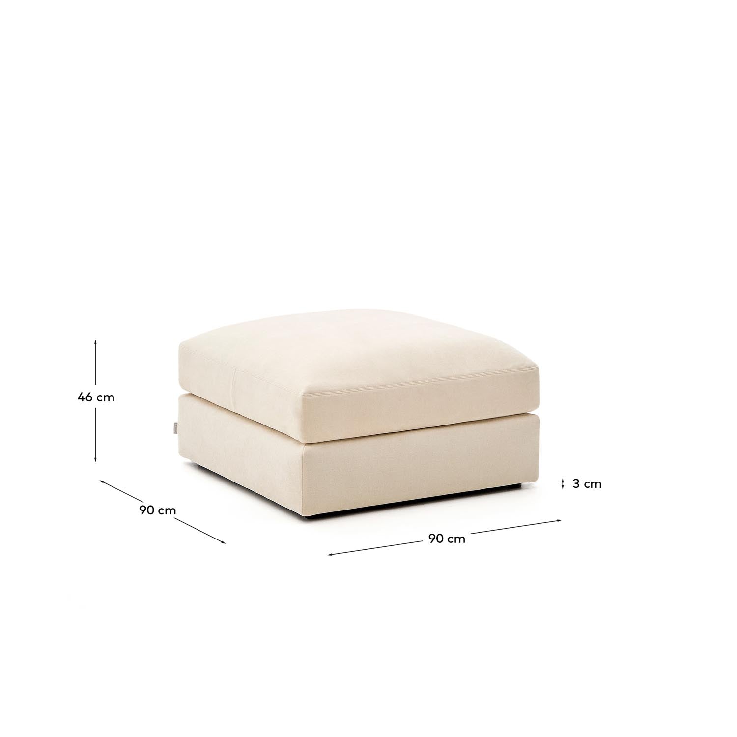 Fußablage Alea mit abnehmbarem Bezug aus Chenille in Ecru, 90 x 90 cm in Ecru präsentiert im Onlineshop von KAQTU Design AG. Hocker ist von Kave Home
