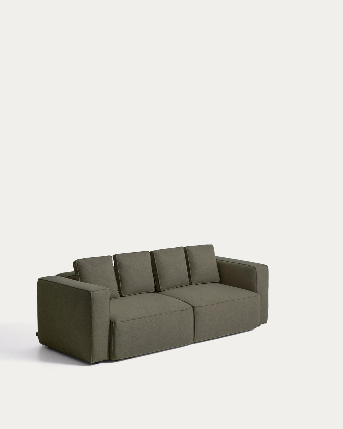 Grünes 3-Sitzer-Bettsofa Marela mit Armlehnen, Strukturbezug und schwarzen Beinen