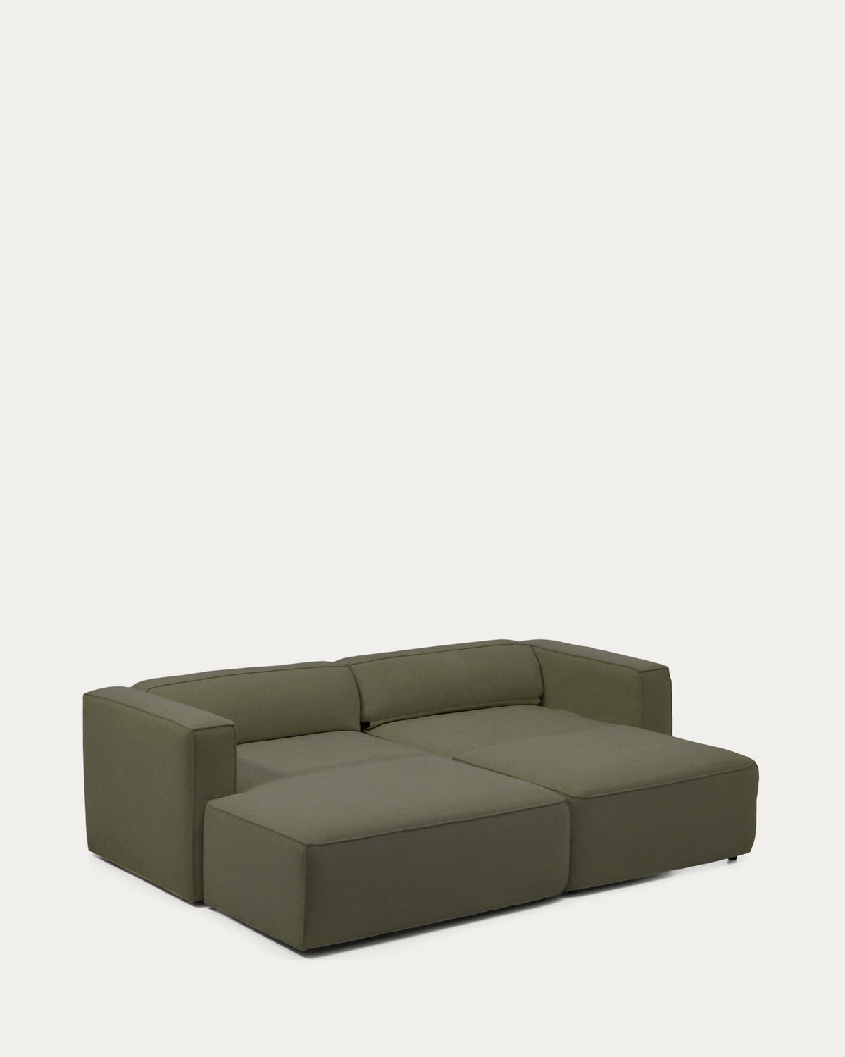 Dunkelgrünes Bettsofa Marela mit Chaiselongue links, Gewebebezug und schwarzen Beinen