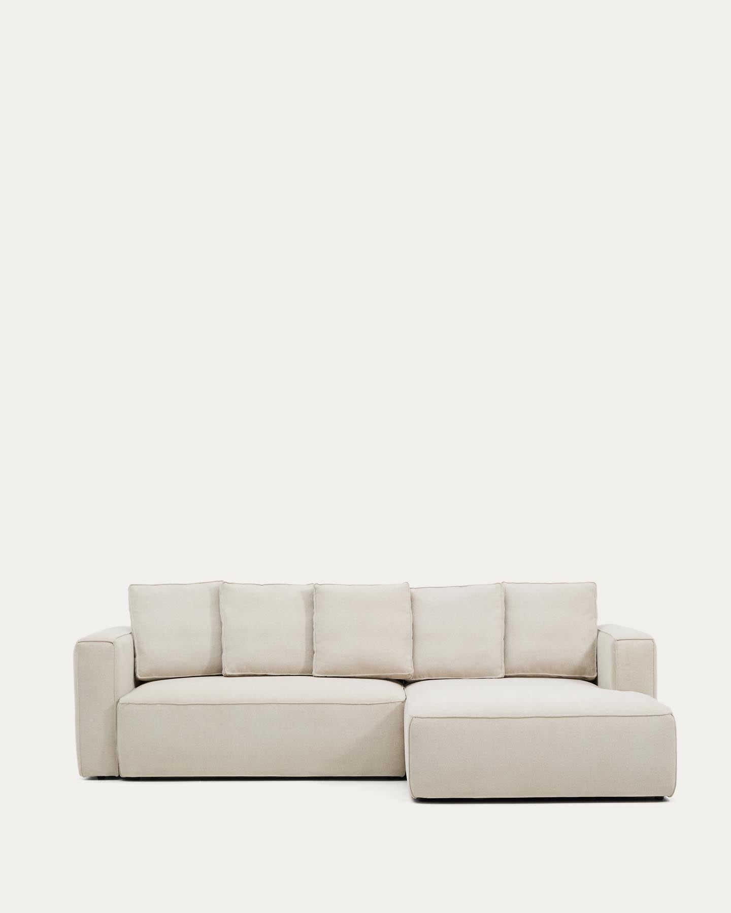 3-Sitzer Bettsofa Marela mit Chaiselongue rechts in beiger Chenille, 276 cm, FSC Mix Credit in Beige präsentiert im Onlineshop von KAQTU Design AG. Bettsofa ist von Kave Home