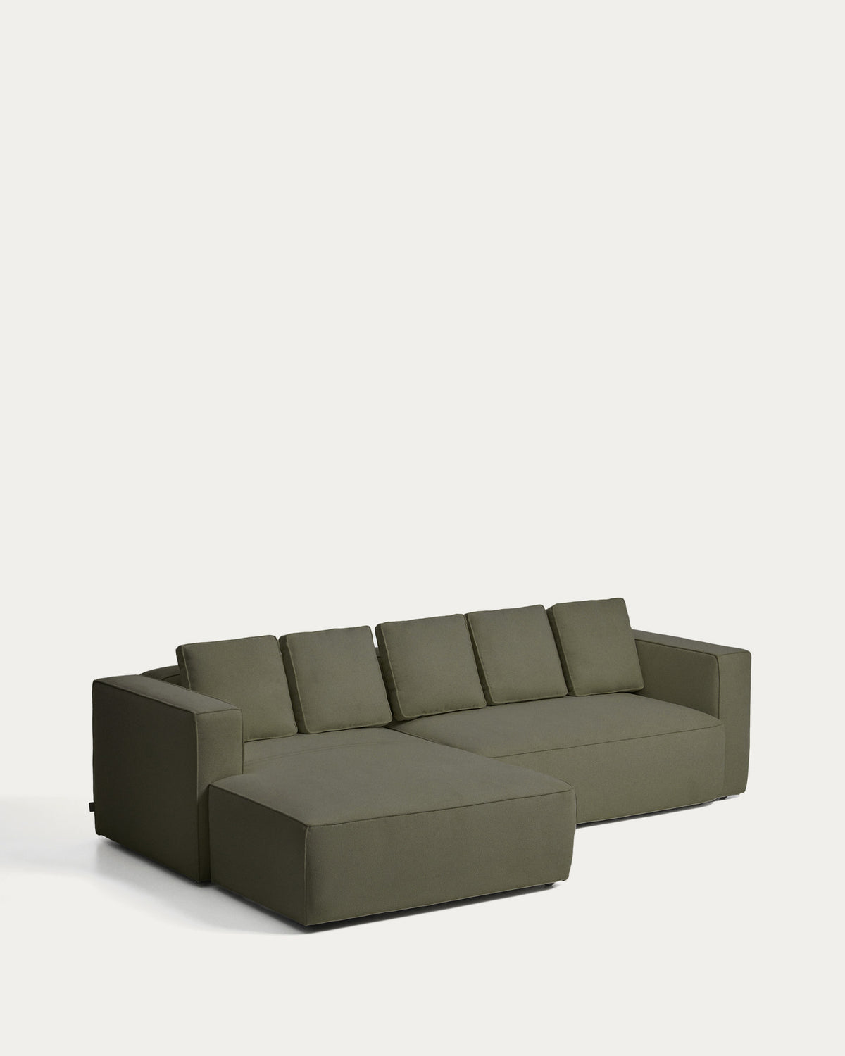 Dunkelgrünes Bettsofa Marela mit Chaiselongue links, Gewebebezug, Armlehnen, schwarze Beine