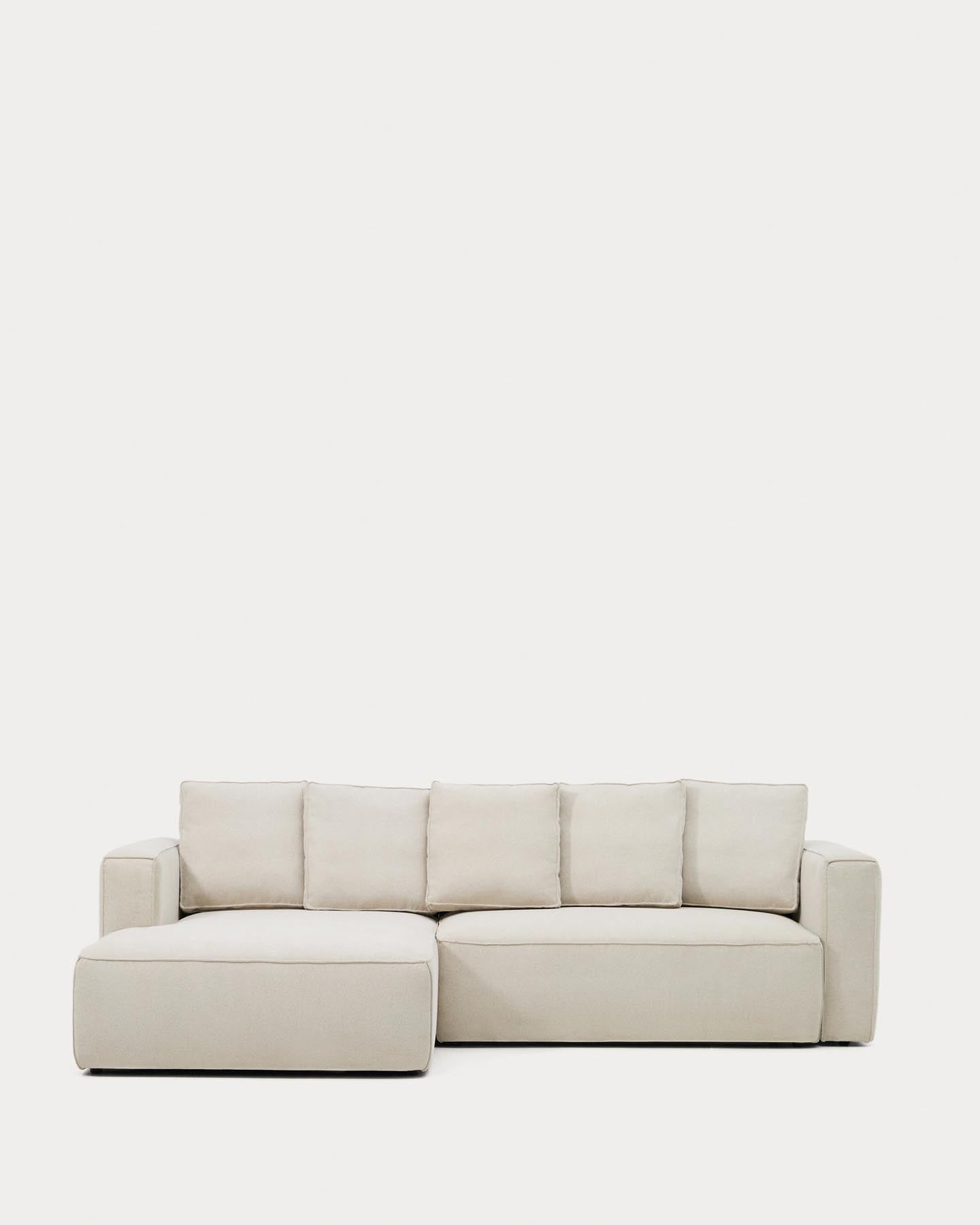 3-Sitzer Bettsofa Marela mit Chaiselongue links in beiger Chenille, 276 cm, FSC Mix Credit in Beige präsentiert im Onlineshop von KAQTU Design AG. Bettsofa ist von Kave Home