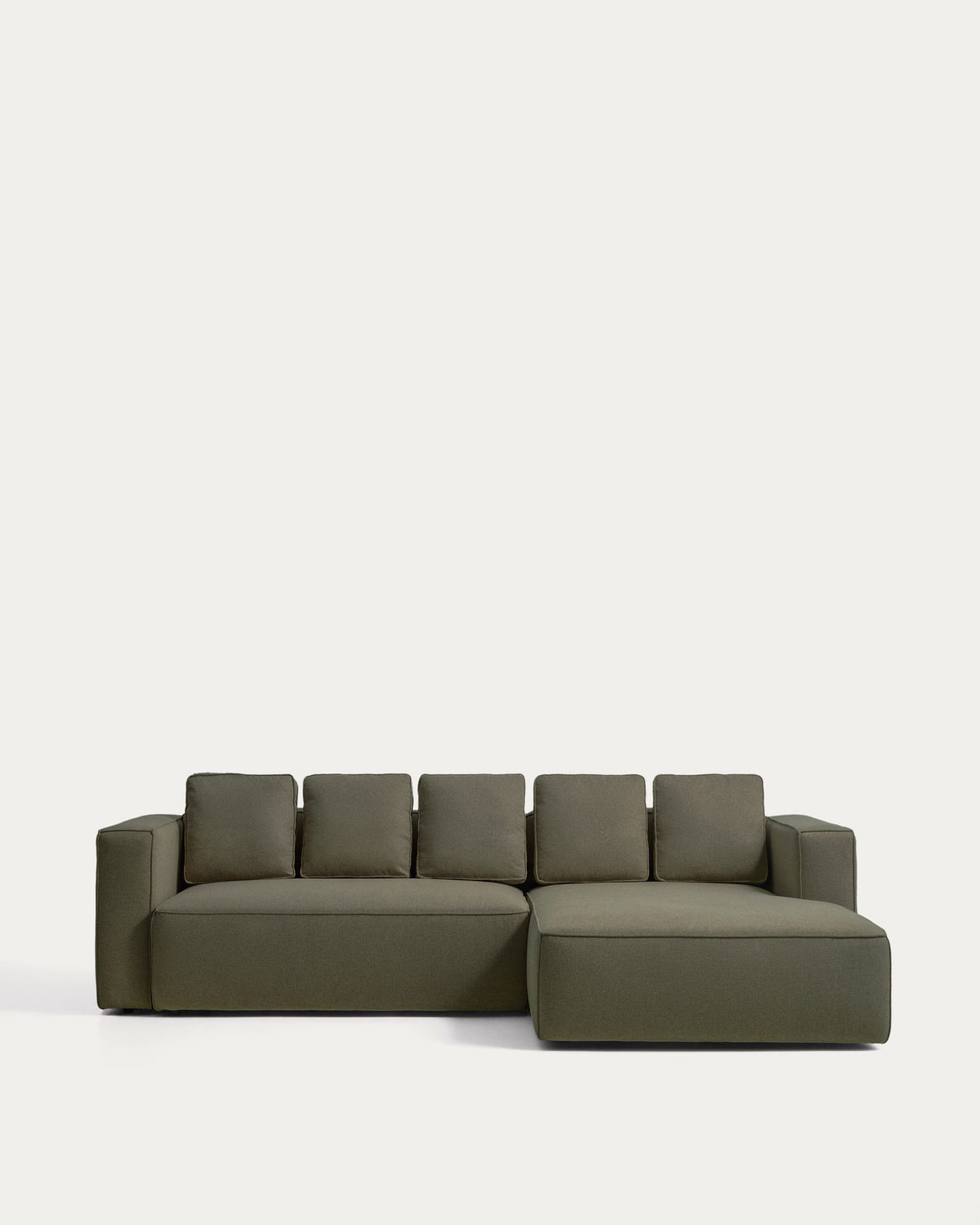 Dunkelgrünes Bettsofa Marela mit Strukturbezug, Armlehnen und Chaiselongue rechts