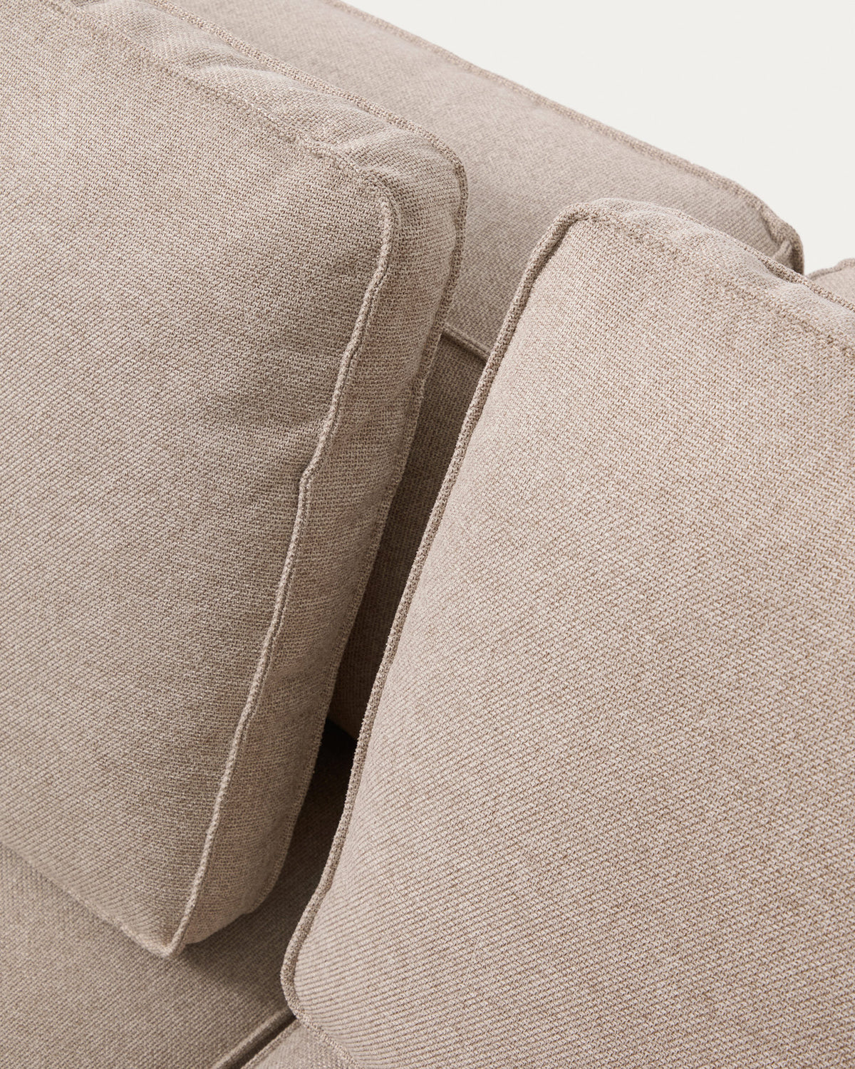 Beiges 4-Sitzer-Bettsofa Marela mit Chaiselongue links, Gewebebezug und schwarzen Beinen