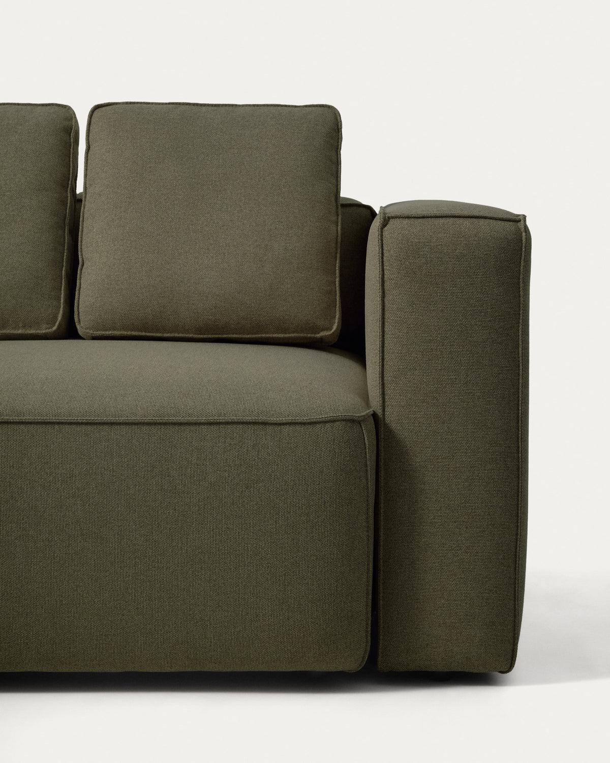 Dunkelgrünes Bettsofa Marela mit Chaiselongue links, Stoffbezug und schwarzen Beinen