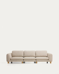 Canapé 4 places Vera beige avec pieds en frêne massif finition naturelle, 320 cm, FSC Mix Credit