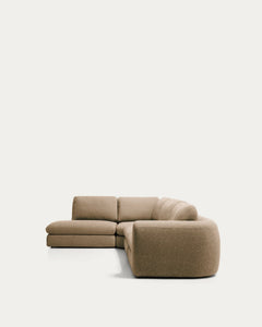 5-seater corner sofa Vera with edge module on the left in light brown, 245 x 330 cm, FSC Mix Credit