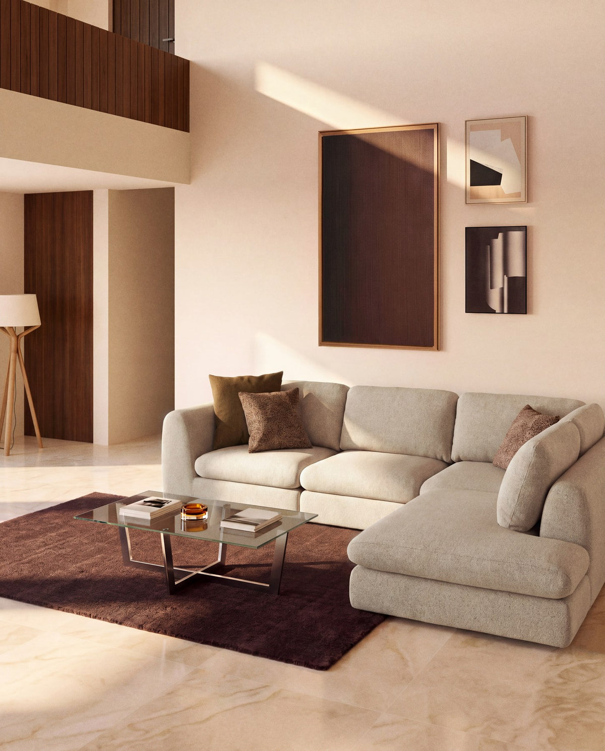 5-Sitzer Ecksofa Vera mit Randmodul links in Beige, 245 x 330 cm, FSC Mix Credit in Beige präsentiert im Onlineshop von KAQTU Design AG. 5er Sofa ist von Kave Home