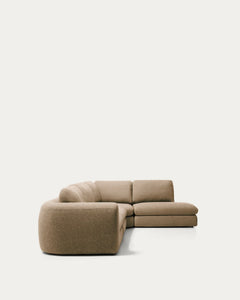 5-seater corner sofa Vera with edge module on the right in light brown, 330 x 245 cm, FSC Mix Credit