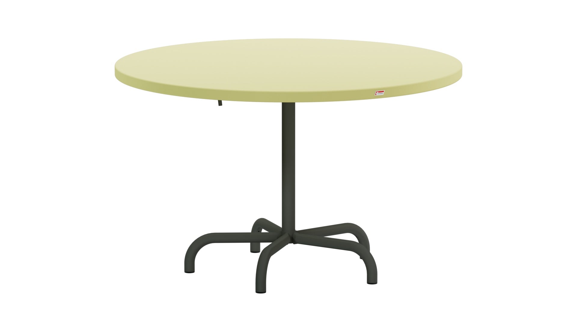 Säntis Metall-Gartentisch ø117 klappbar in Buchsbaumgelb präsentiert im Onlineshop von KAQTU Design AG. Gartentisch ist von Schaffner