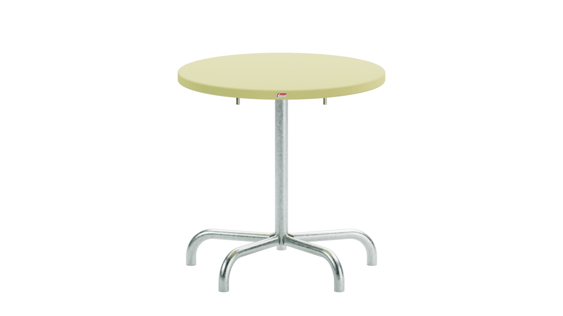 Säntis Metall-Gartentisch ø72 klappbar in Buchsbaumgelb präsentiert im Onlineshop von KAQTU Design AG. Gartentisch ist von Schaffner