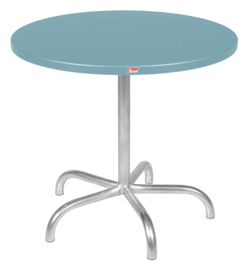 Hochwertiger Säntis Metall-Gartentisch ø80 cm, klappbar, wetterfest, rostfrei, platzsparend, langlebig – perfekt für Garten, Balkon oder Terrasse.