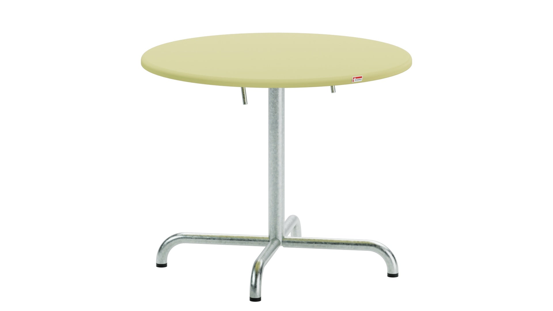 Davos Glasfaser-Salontisch ø75 / 62 klappbar in Buchsbaumgelb präsentiert im Onlineshop von KAQTU Design AG. Gartentisch ist von Schaffner