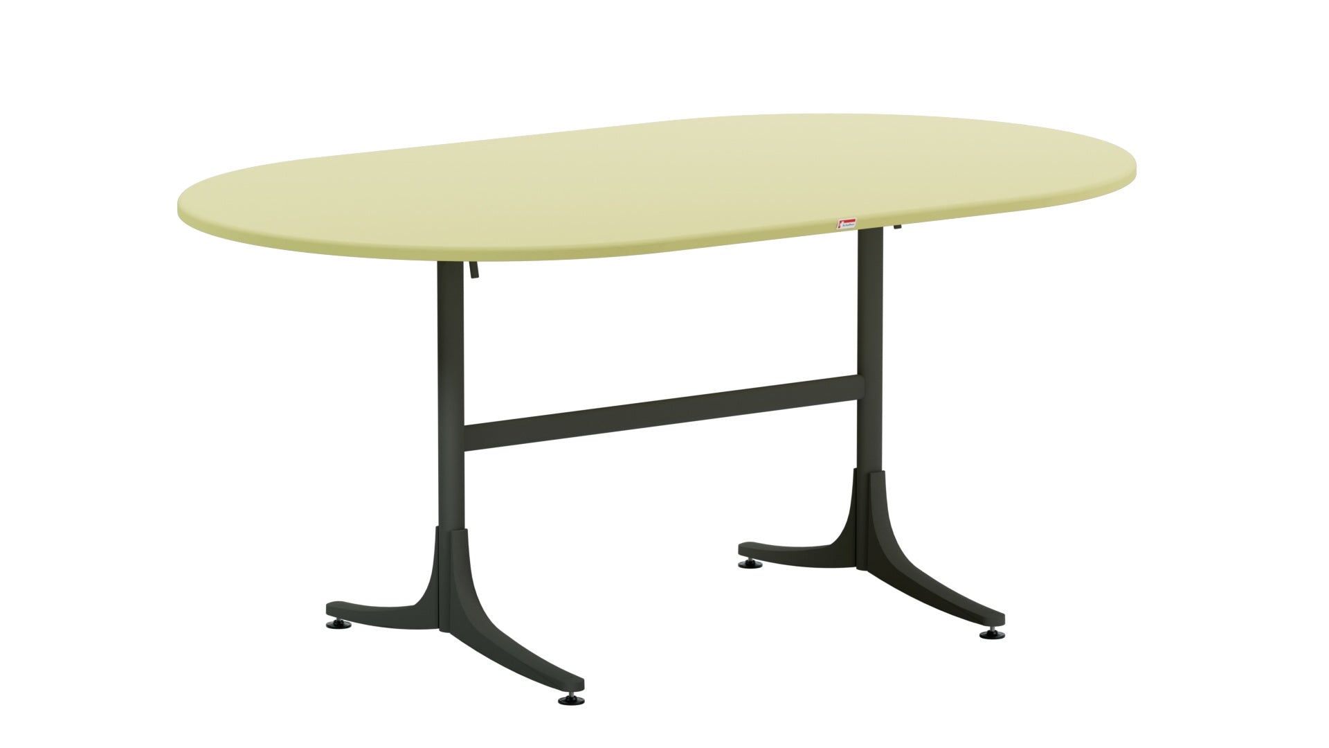 Hochwertiger, klappbarer Gartentisch aus Glasfaser mit ovalem Design, wetterfest, langlebig, Swiss Made, platzsparend und stilvoll für Garten & Terrasse.