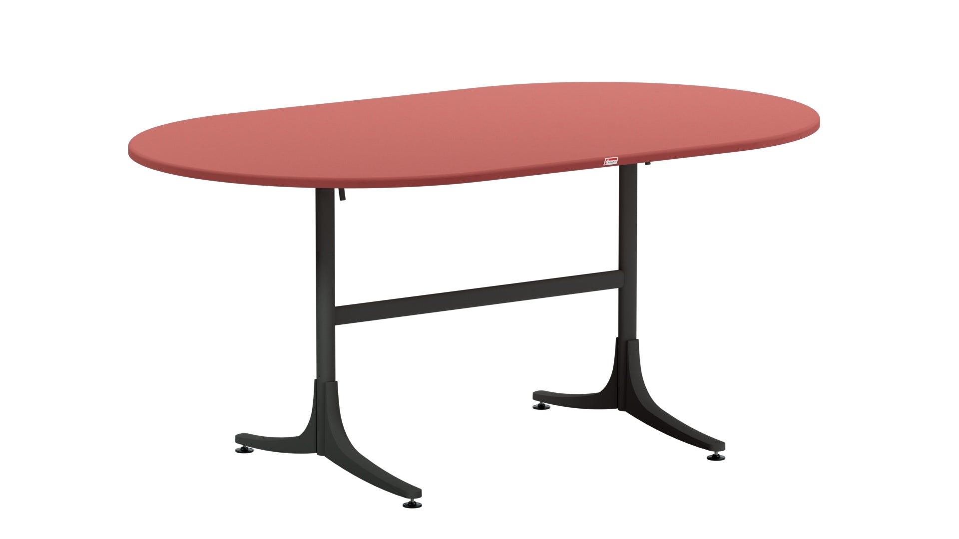 Moderner, ovaler Gartentisch aus wetterfesten Glasfaserplatten, klappbar, robust, UV-beständig und Swiss Made – ideal für stilvolle Outdoor-Momente.