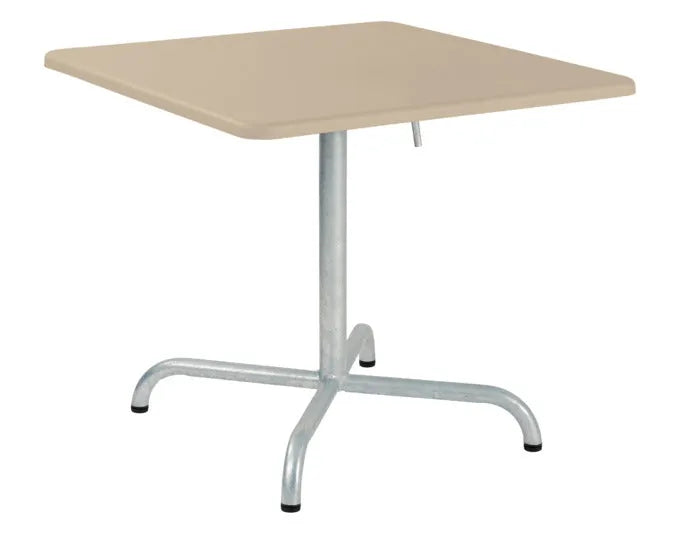 Kompakter Salontisch Davos 70x70 cm von Schaffner: wetterbeständige Fiberglasplatte, verzinktes Stahlgestell, Swiss-Made-Qualität.