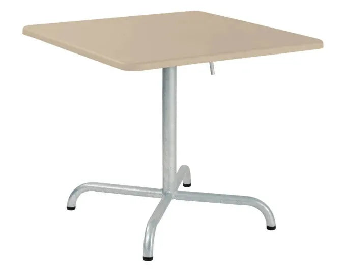 Kompakter Salontisch Davos 70x70 cm von Schaffner: wetterbeständige Fiberglasplatte, verzinktes Stahlgestell, Swiss-Made-Qualität.